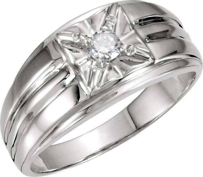 14K White 4.1-6.5 mm Round Ridged Illusion Ring Mounting