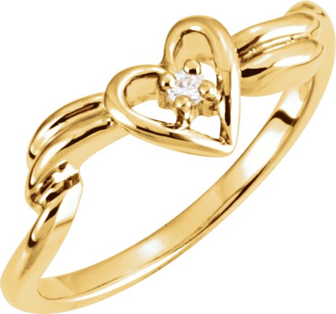 14K Yellow 1.7 mm Round Heart Ring Mounting