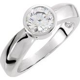 Continuum Sterling Silver 5.25 mm Round Cubic Zirconia Solitaire Engagement Ring 