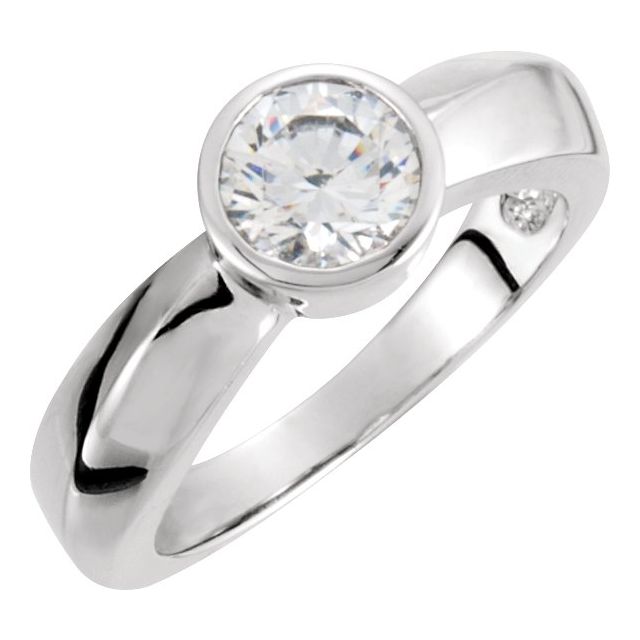 14K White 5.25 mm Round Cubic Zirconia Solitaire Engagement Ring 