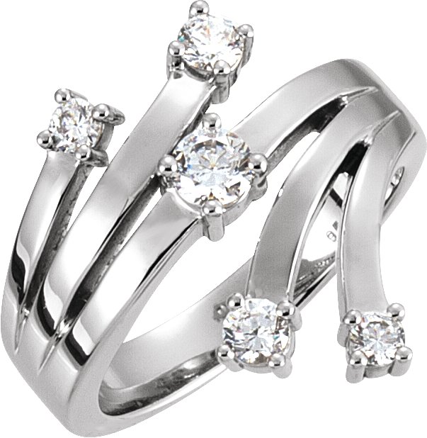 14K White 1/4 CTW Natural Diamond Right Hand Ring