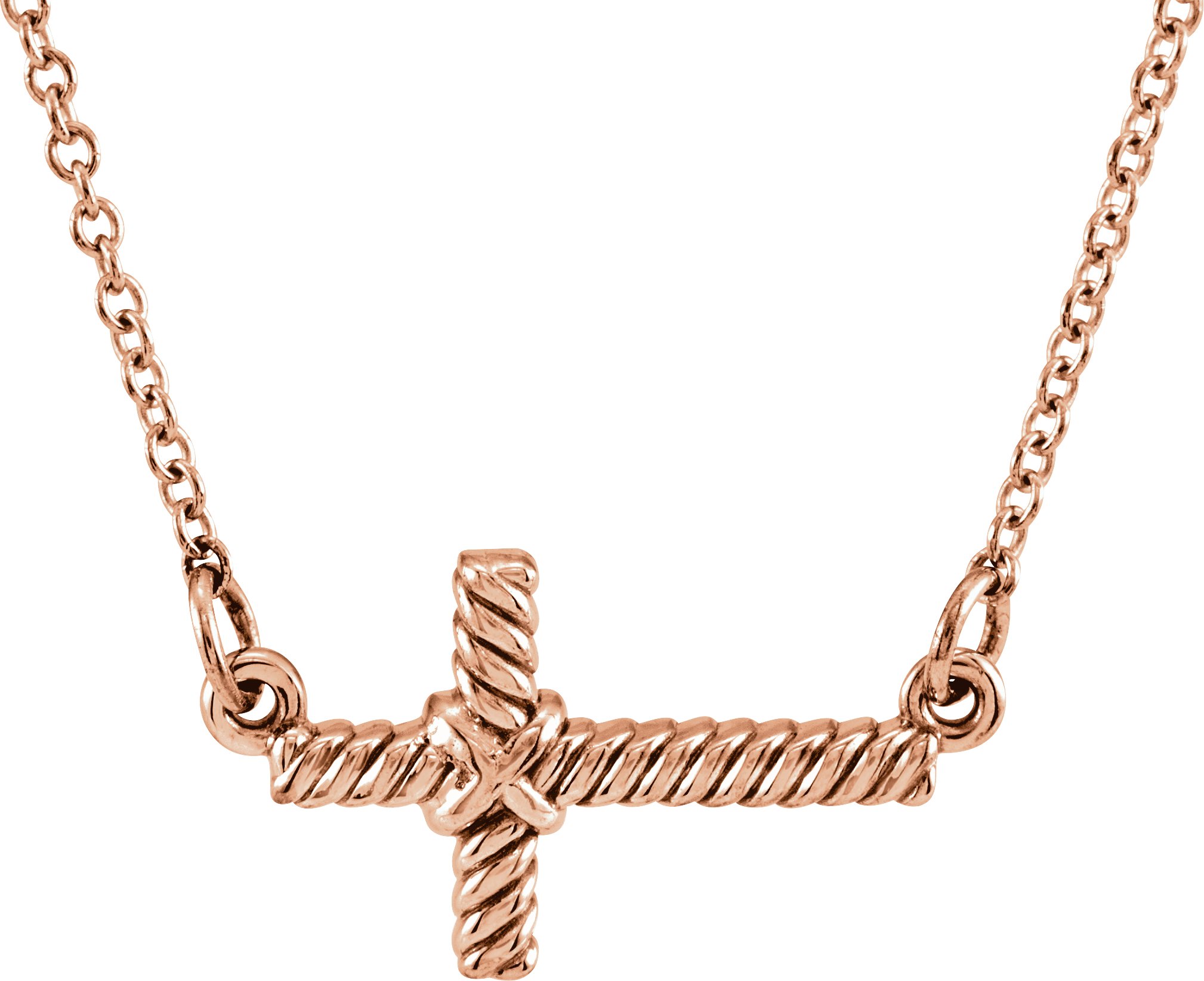 Rope Sideways Cross Necklace or Center