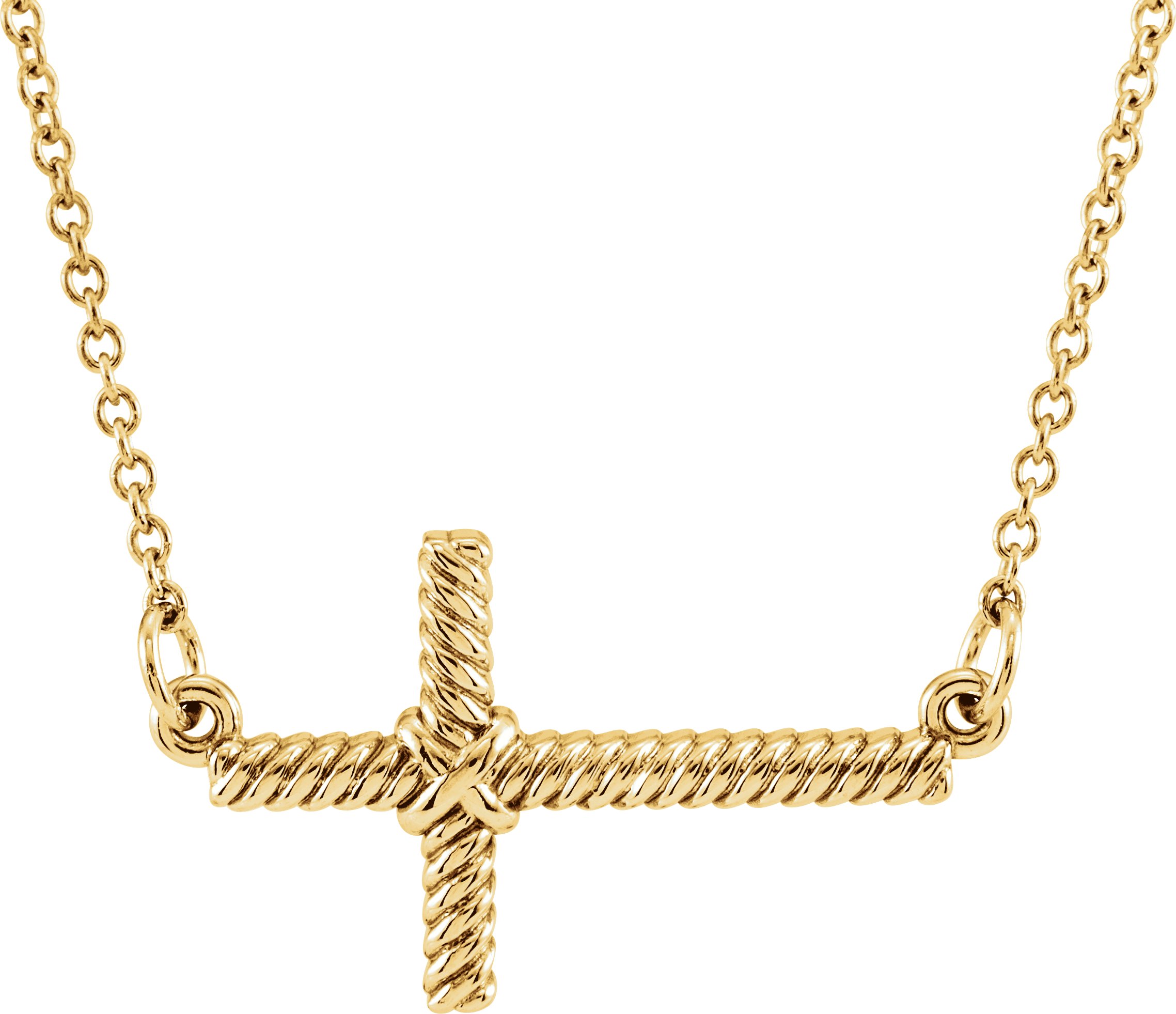 Rope Sideways Cross Necklace or Center