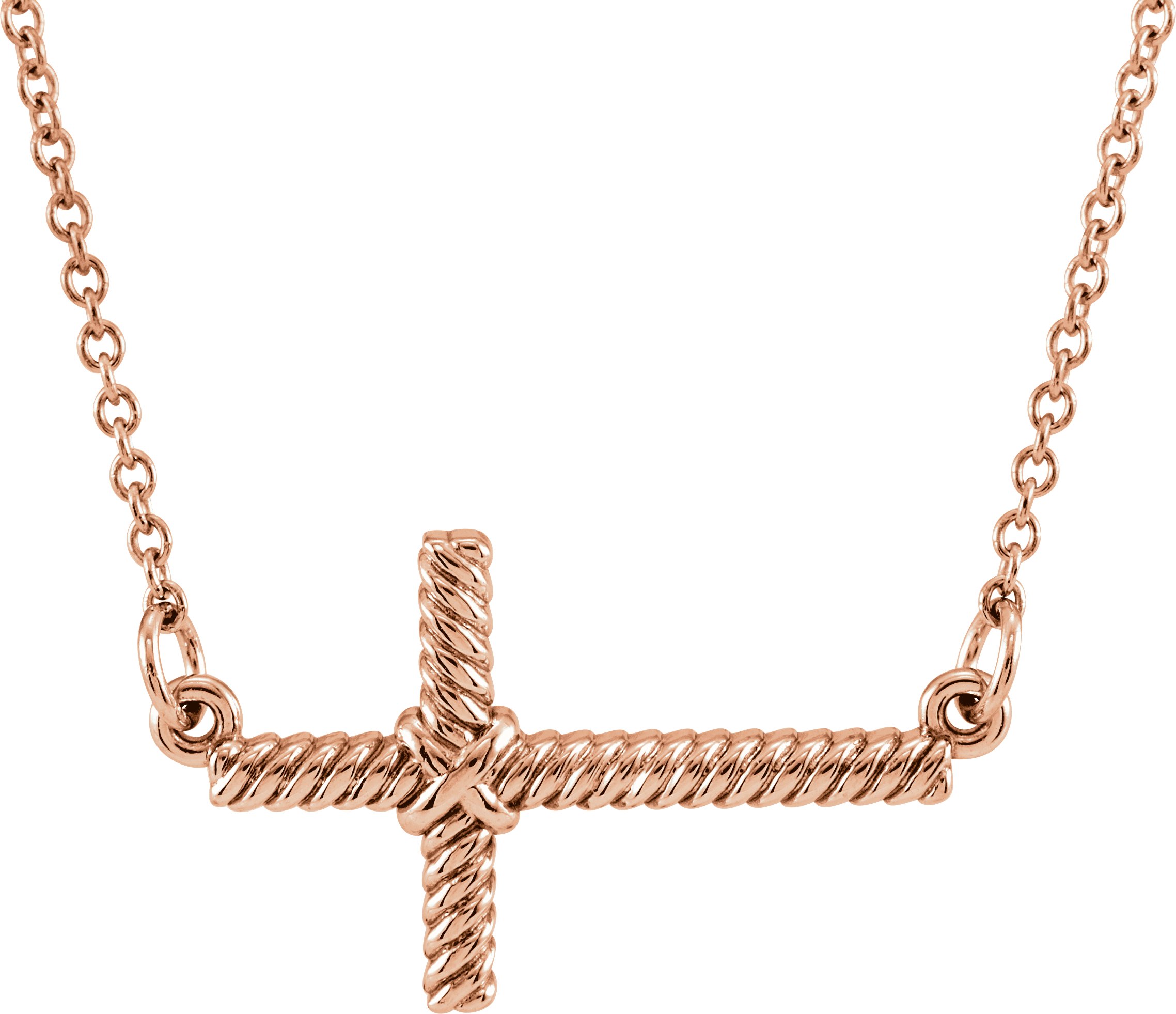 Rope Sideways Cross Necklace or Center
