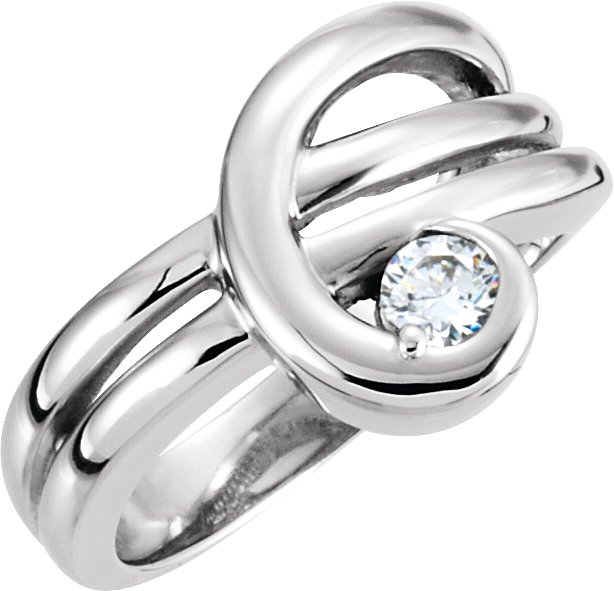 14K White 3.8 mm Round Right Hand Ring Mounting