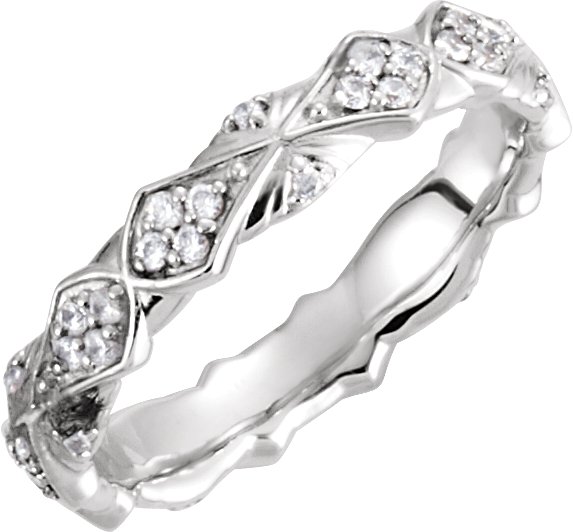 Continuum Sterling Silver 1/3 CTW Diamond Sculptural-Inspired Eternity Band Size 7