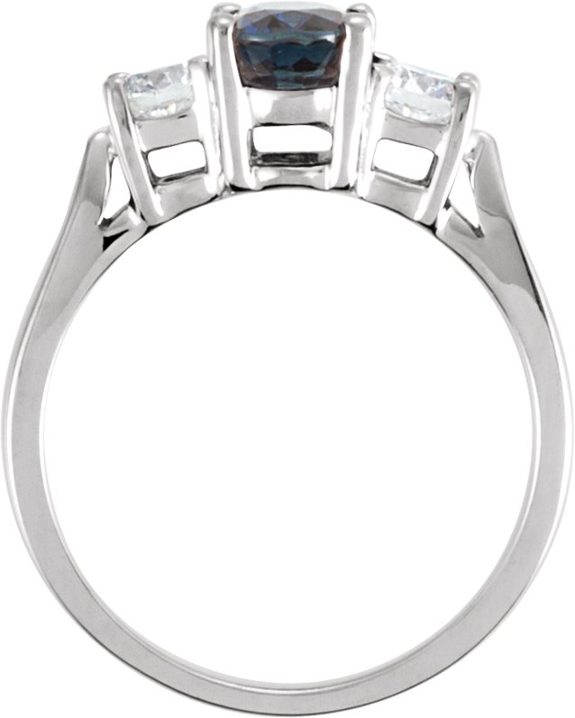 14K White Natural Blue Sapphire & 3/8 CTW Natural Diamond Ring