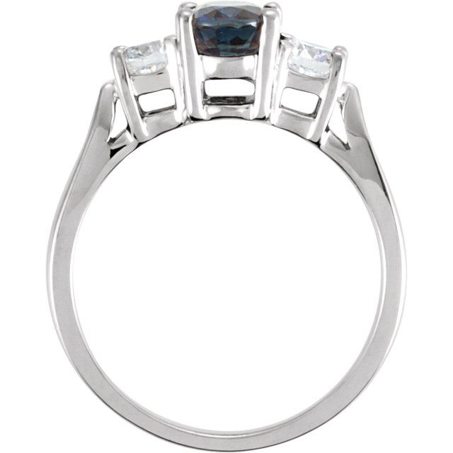 14K White Natural Blue Sapphire & 3/8 CTW Natural Diamond Ring
