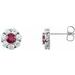 14K White Natural Ruby & 1 1/8 CTW Natural Diamond Cluster Earrings