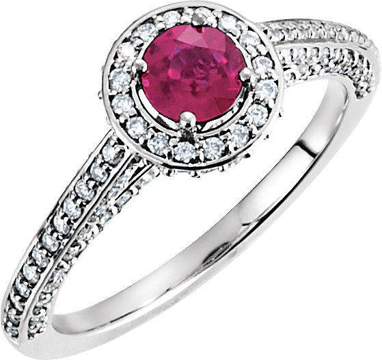 Platinum Ruby and .625 CTW Diamond Engagement Ring Ref 11741321