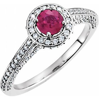 14K White Ruby and .625 CTW Diamond Engagement Ring Ref 4454097