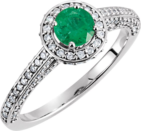 14K White Emerald and .625 CTW Diamond Engagement Ring Ref 4431972