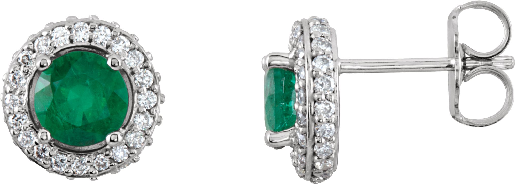 Platinum Emerald and .33 CTW Diamond Earrings Ref 11741276