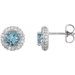14K White Natural Aquamarine & 1/3 CTW Natural Diamond Earrings