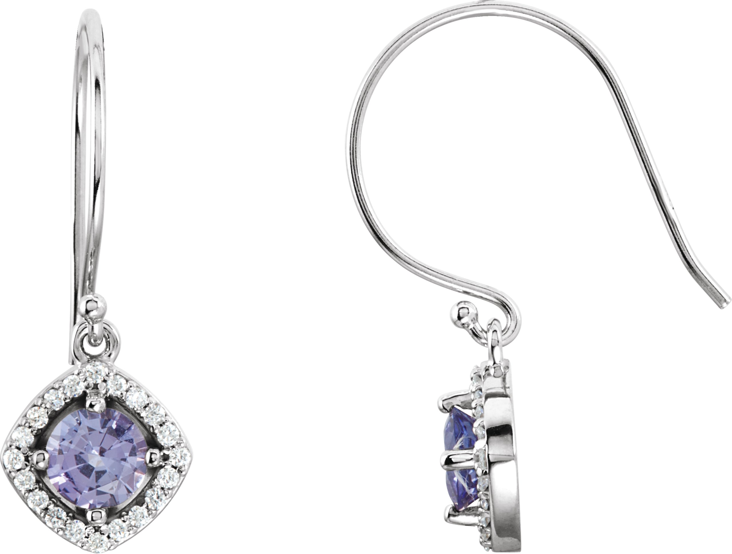 14K White Tanzanite & 1/5 CTW Diamond Earrings