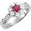 14K White Ruby and .75 CTW Diamond Cluster Ring Ref 4454257