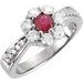 14K White Natural Ruby & 3/4 CTW Natural Diamond Cluster Ring
