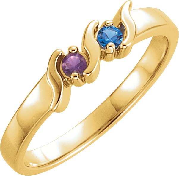 14K Yellow 2-Stone Family Ring Mounting