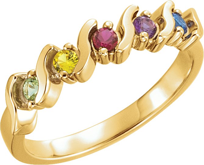 14K Yellow 5-Stone Family Ring Mounting