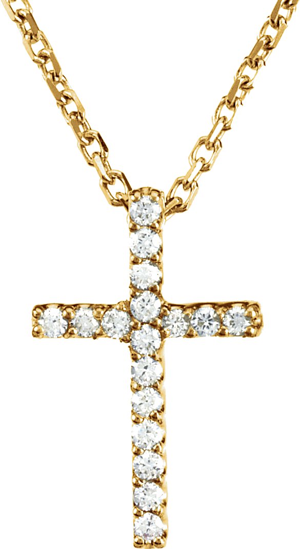 14K Yellow .06 CTW Lab-Grown Diamond Petite Cross 16