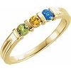 14K Yellow 3-Stone Family Stackable Ring Mounting