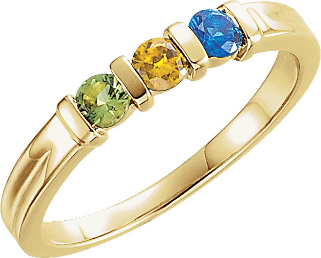 14K Yellow 3-Stone Family Stackable Ring Mounting