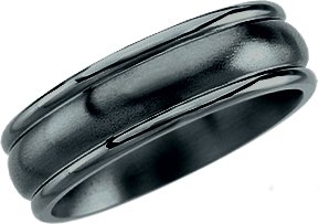 Black Titanium 7.5 mm Grooved Band Size 8