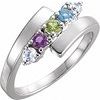 14K White 5-Stone Family Bypass Ring Mounting