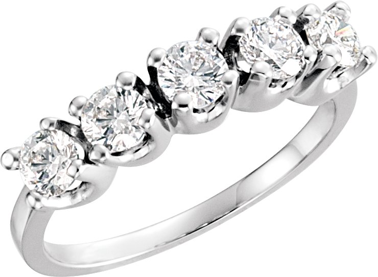 Platinum 5 Stone Diamond Anniversary Band .75 CTW Ref 754735