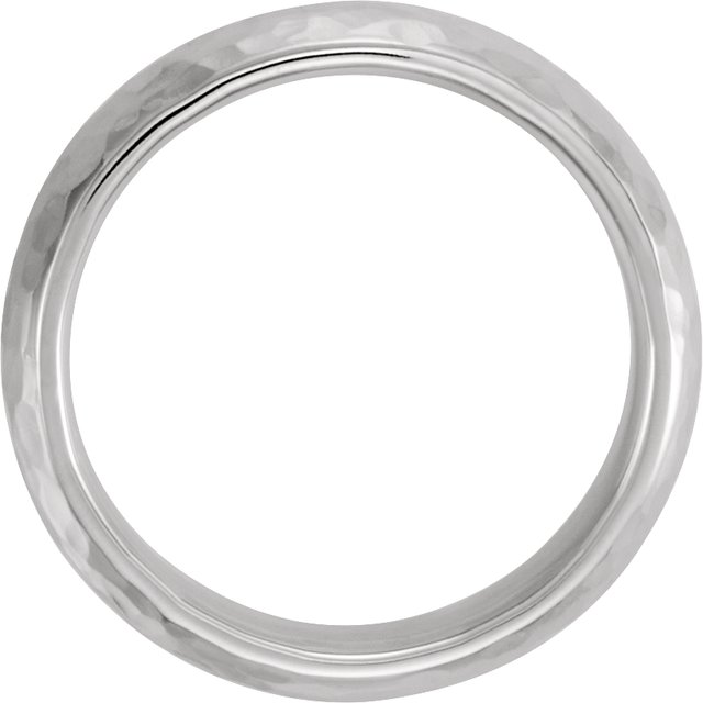 Continuum Sterling Silver 7 mm Half Round Hammered Comfort-Fit Band Size 5.5