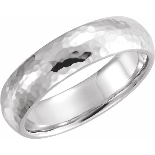 Continuum Sterling Silver 6 mm Half Round Band with Hammered Textured Size [cv