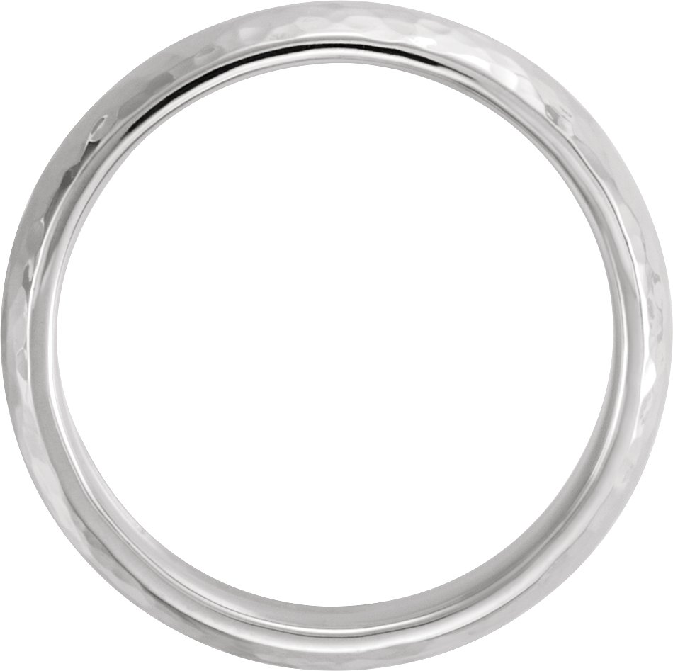 14K X1 White 5 mm Half Round Band with Hammer Finish Size 8