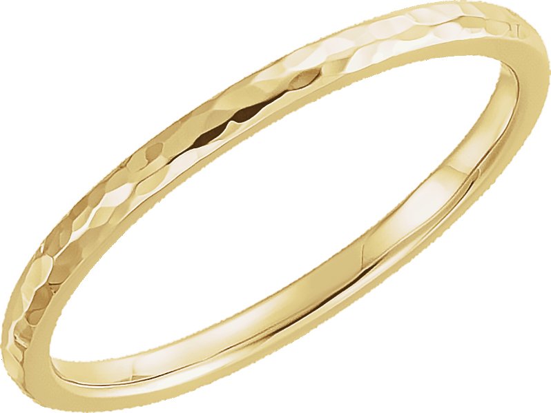 14K Yellow 2 mm Half Round Hammered Comfort-Fit Band Size 9