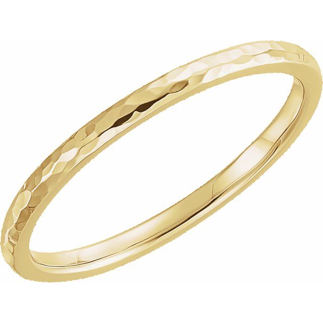 14K Yellow 2 mm Half Round Hammered Comfort-Fit Band Size 7