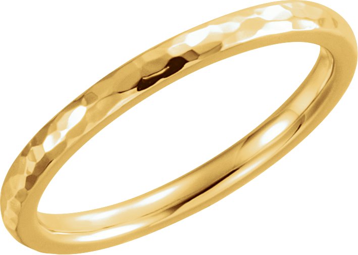 14K Yellow 3 mm Half Round Band with Hammer Finish Size 5 