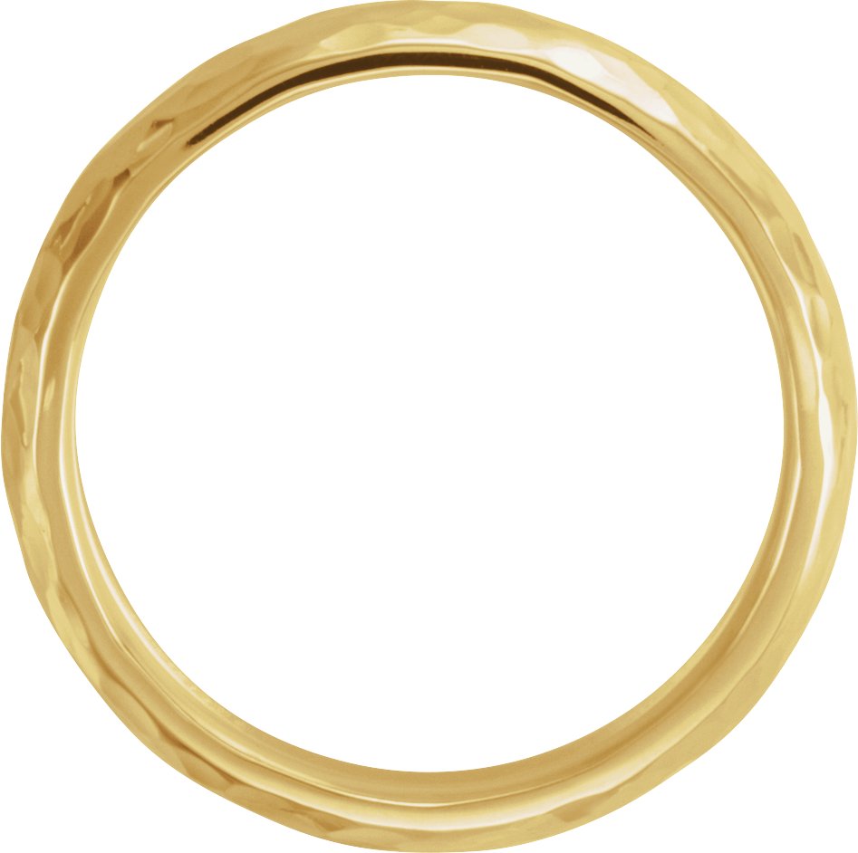 14K Yellow 5 mm Half Round Band with Hammer Finish Size 10 