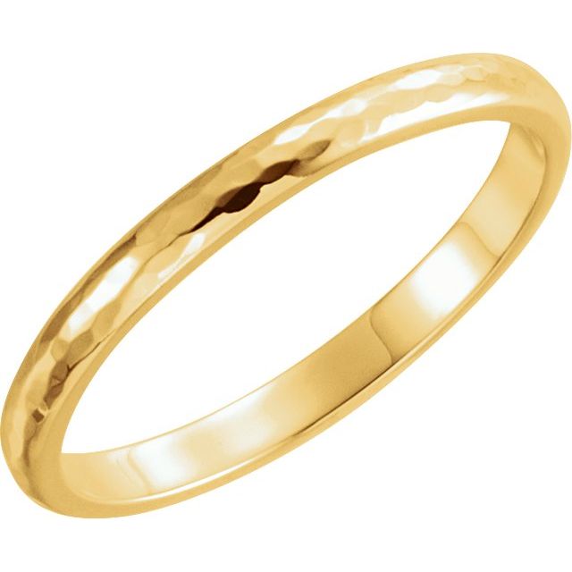 14K Yellow 2 mm Half Round Band with Hammered Texture Size 7.5