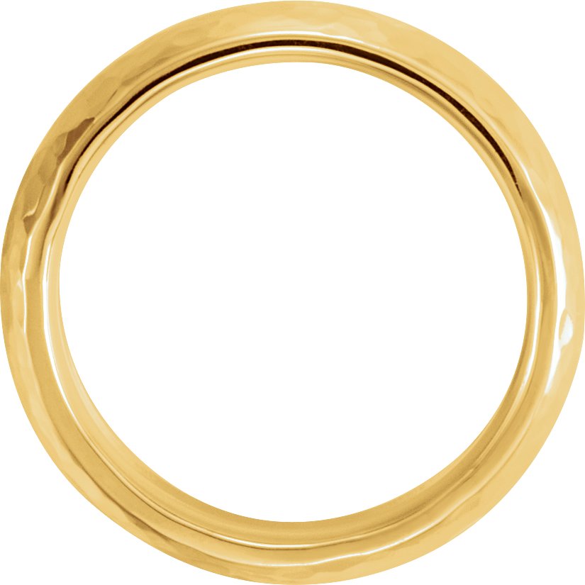 14K Yellow 7 mm Half Round Band with Hammer Finish Size 10 