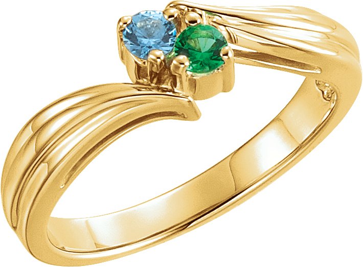 14K Yellow 2.7 mm Round 2-Stone Family Bypass Ring Mounting