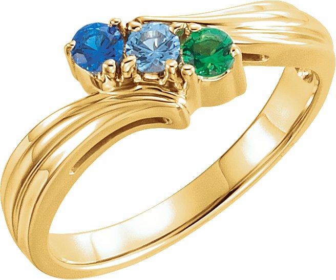 14K Yellow 2.7 mm Round 3-Stone Family Bypass Ring Mounting