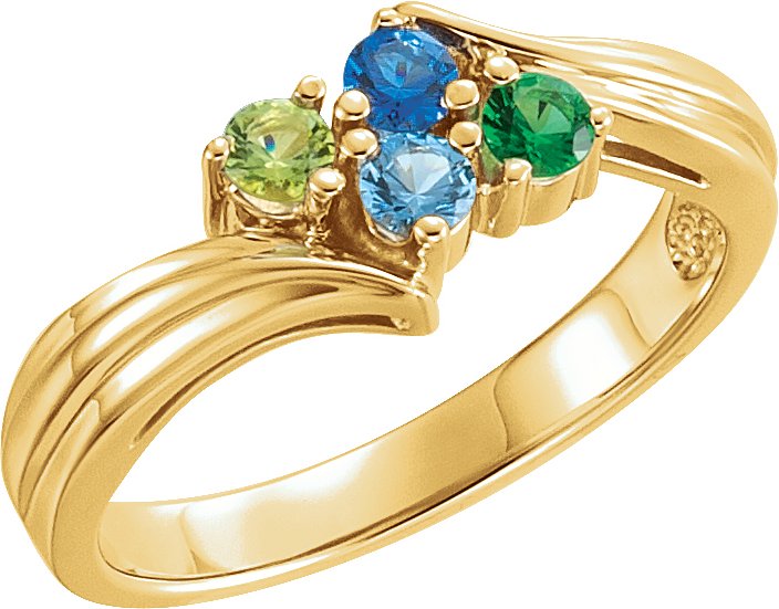 14K Yellow 2.7 mm Round 4-Stone Family Bypass Ring Mounting