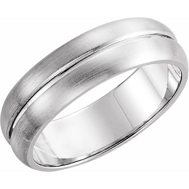 14K White 5 mm Grooved Band with Brush Finish Size 9