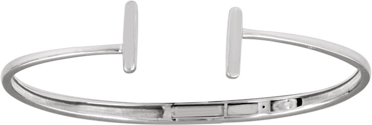 14K White Hinged Cuff Bar Bracelet 7"