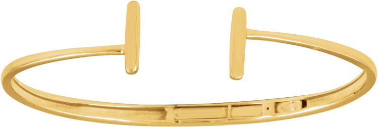 14K Yellow Hinged Cuff Bar Bracelet 7"