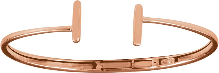 14K Rose Hinged Cuff Bar Bracelet 7"