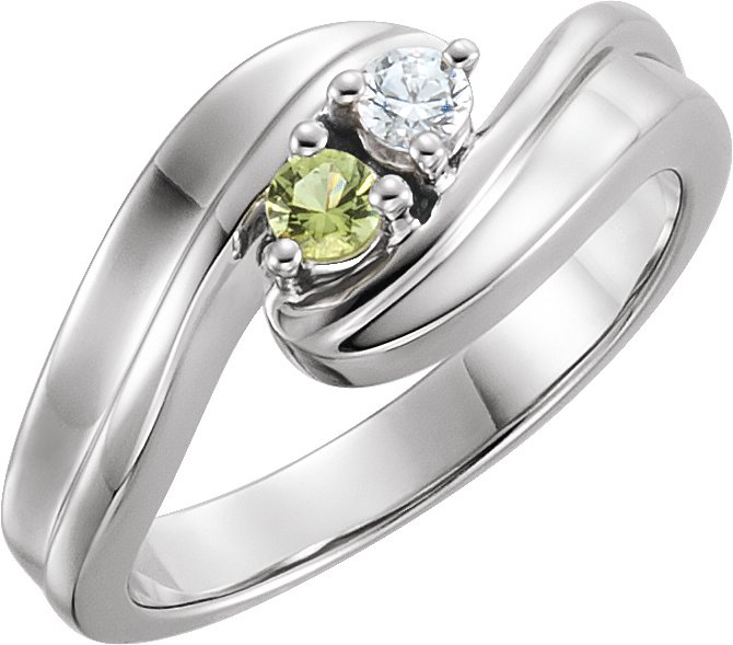 14K White 2-Stone Family Bypass Ring Mounting