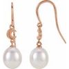 14K Rose Freshwater Cultured Pearl Moon Dangle Earrings Ref. 4515963