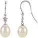 14K White Cultured White Freshwater Pearl Star Earrings