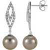 14K White Tahitian Pearl and .25 CTW Diamond Earrings Ref. 4468278
