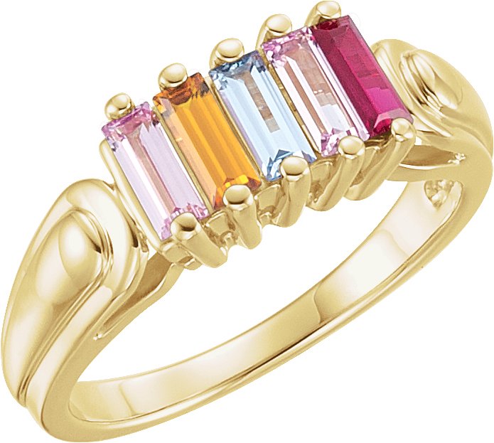 14K Yellow 5-Stone Family Ring Mounting